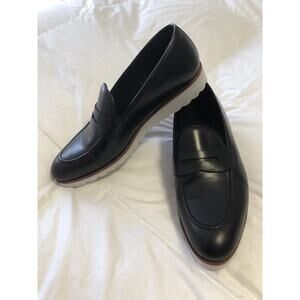 Men's Black Leather Penny Loafers - Slip-On Dress Casual